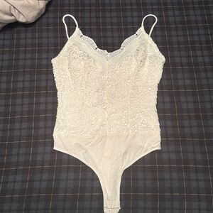 Lulus white lace thong bodysuit size M